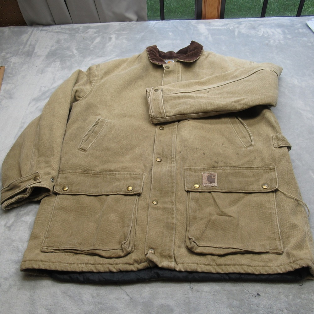 Carhartt Jacket Men XL 80s Brown Duck Canvas Blanket Lined ChoreBarn Distressed